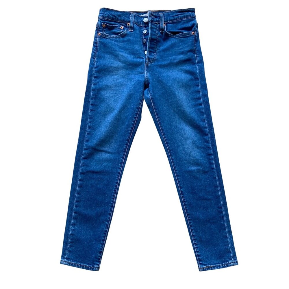 Levis Wedgie Skinny High-Rise Jeans Size 27 Medium Wash Blue Denim button fly